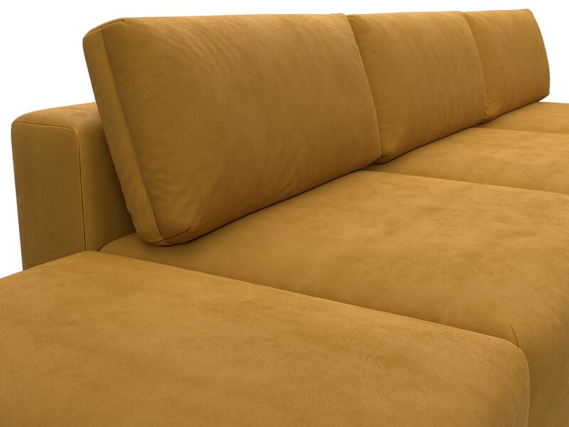 Диван угловой модульный с пуфом Лига-060 НПБ Лонг угол универсальный, Велюр, BRUT 10 желтый