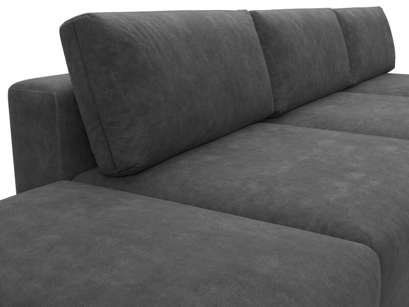 Диван угловой модульный с пуфом Лига-060 НПБ Лонг угол универсальный, Велюр, BRUT 16 темно-серый