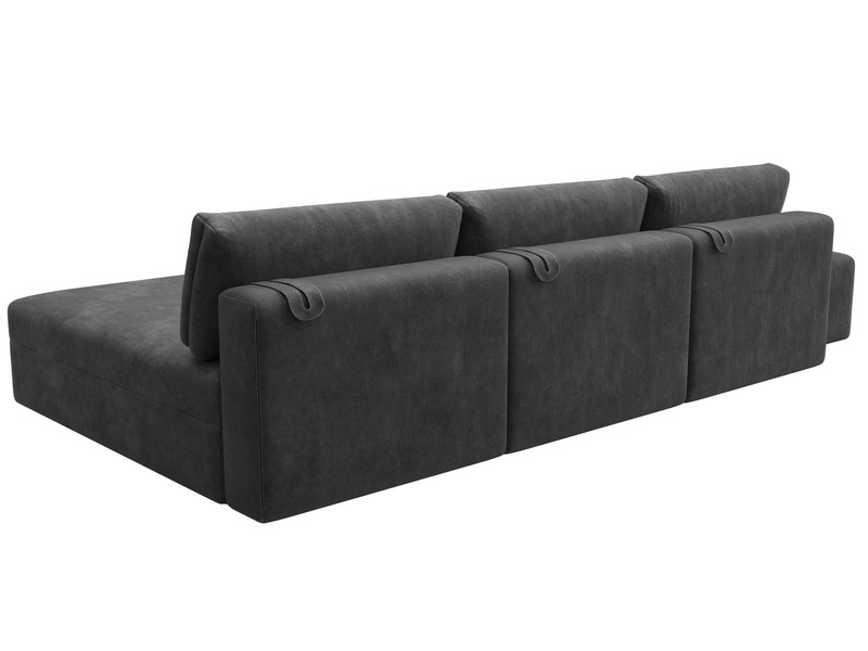 Диван угловой модульный с пуфом Лига-060 НПБ Лонг угол универсальный, Велюр, BRUT 16 темно-серый