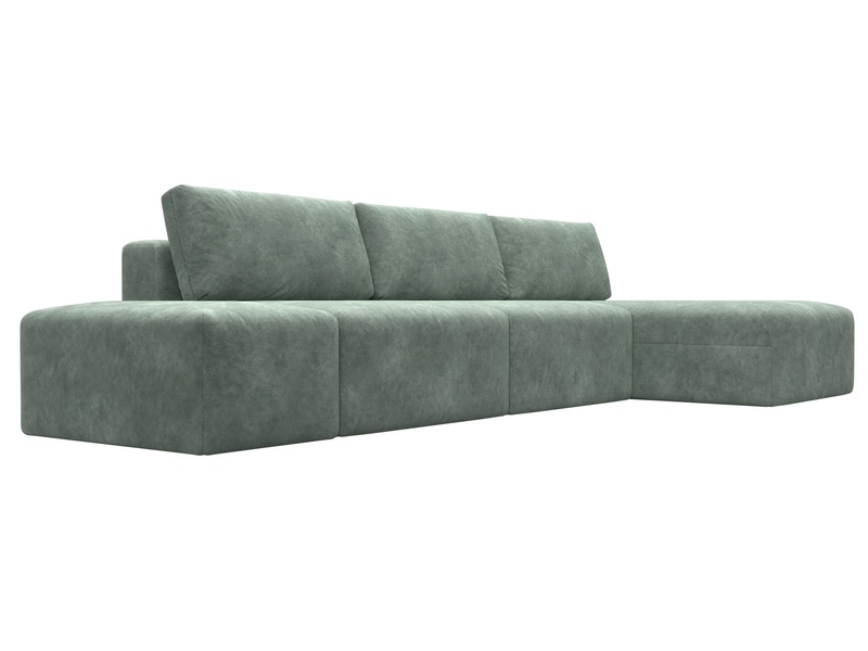 Диван угловой модульный с пуфом Лига-060 НПБ Лонг угол универсальный, Велюр, BRUT 08 зеленый