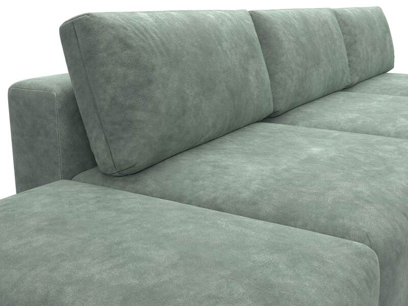 Диван угловой модульный с пуфом Лига-060 НПБ Лонг угол универсальный, Велюр, BRUT 08 зеленый