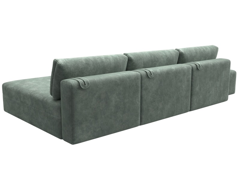 Диван угловой модульный с пуфом Лига-060 НПБ Лонг угол универсальный, Велюр, BRUT 08 зеленый