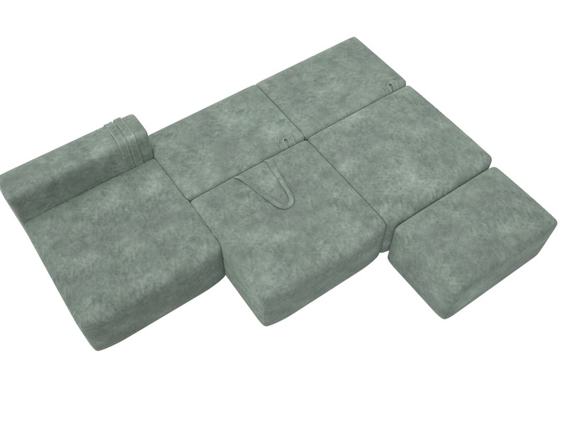 Диван угловой модульный с пуфом Лига-060 НПБ Лонг угол универсальный, Велюр, BRUT 08 зеленый