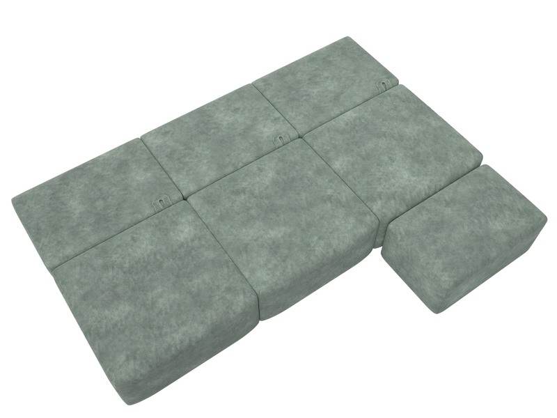 Диван угловой модульный с пуфом Лига-060 НПБ Лонг угол универсальный, Велюр, BRUT 08 зеленый