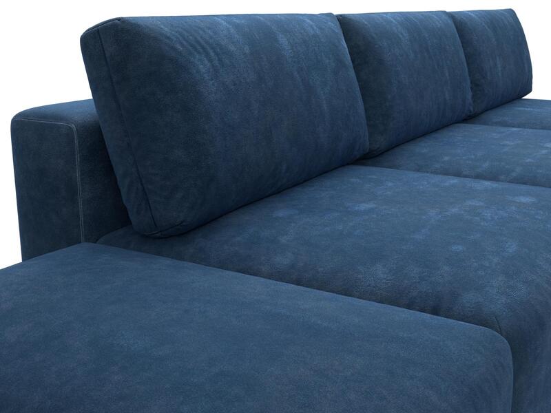 Диван угловой модульный с пуфом Лига-060 НПБ Лонг угол универсальный, Велюр, BRUT 11 синий