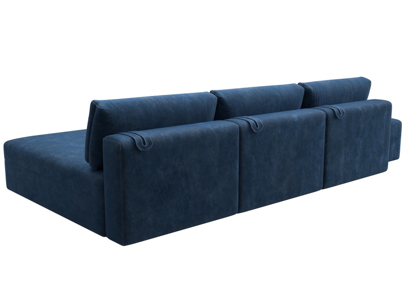 Диван угловой модульный с пуфом Лига-060 НПБ Лонг угол универсальный, Велюр, BRUT 11 синий