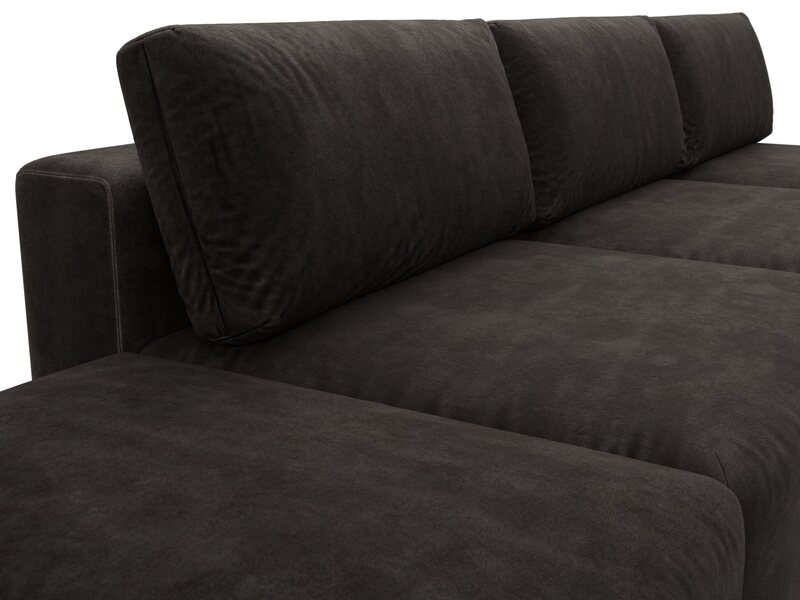 Диван угловой модульный с пуфом Лига-060 НПБ Лонг угол универсальный, Велюр, BRUT 17 коричневый