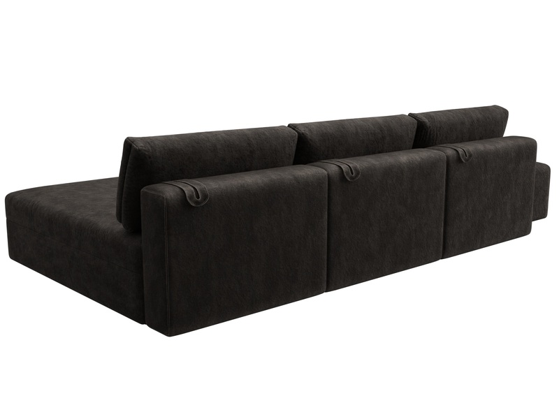 Диван угловой модульный с пуфом Лига-060 НПБ Лонг угол универсальный, Велюр, BRUT 17 коричневый