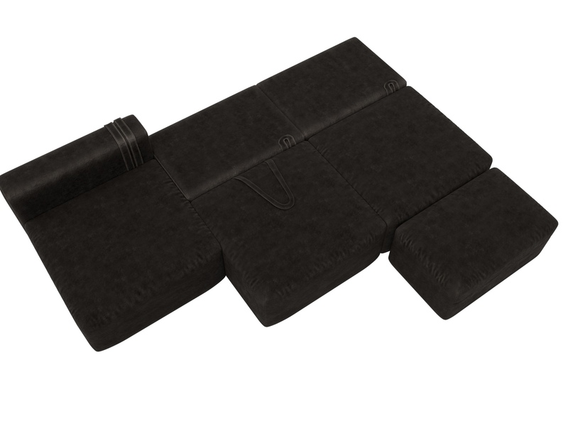 Диван угловой модульный с пуфом Лига-060 НПБ Лонг угол универсальный, Велюр, BRUT 17 коричневый