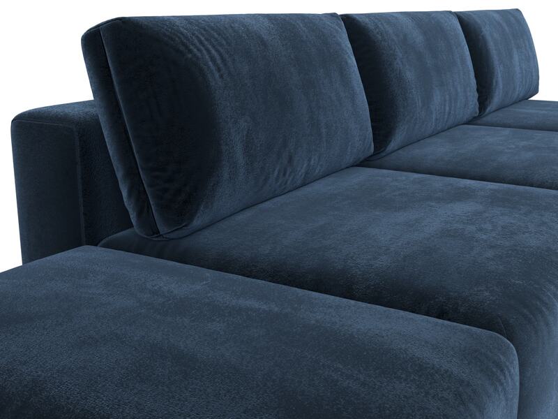 Диван угловой модульный с пуфом Лига-060 НПБ Лонг угол универсальный, Велюр, TOWER 13 синий