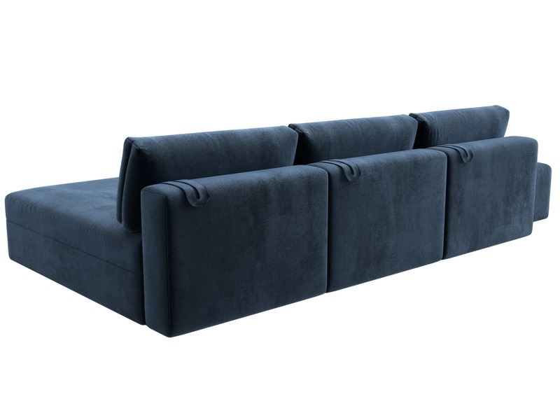 Диван угловой модульный с пуфом Лига-060 НПБ Лонг угол универсальный, Велюр, TOWER 13 синий