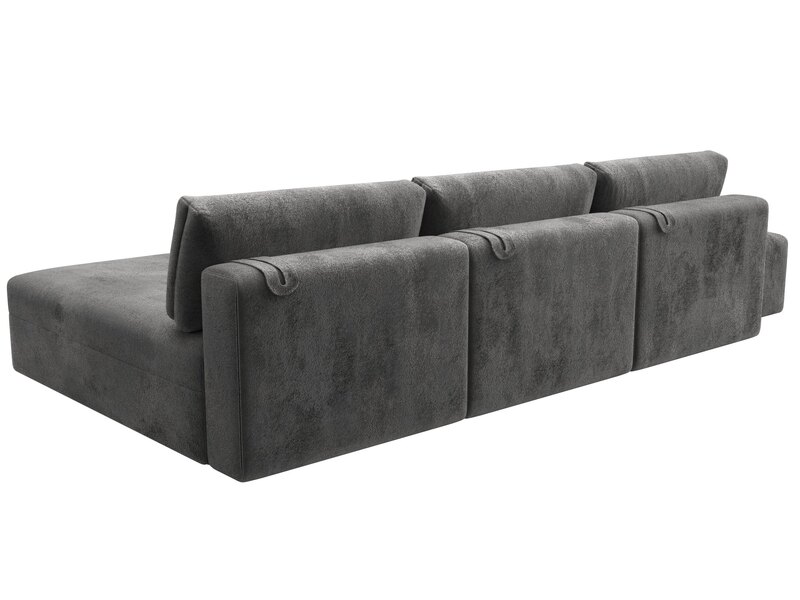 Диван угловой модульный с пуфом Лига-060 НПБ Лонг угол универсальный, Велюр, TOWER 10 серый