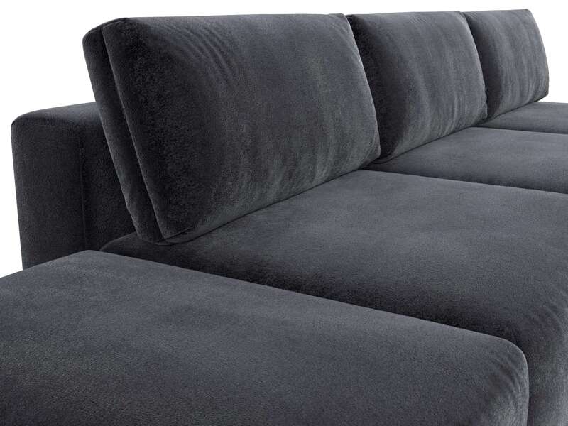 Диван угловой модульный с пуфом Лига-060 НПБ Лонг угол универсальный, Велюр, TOWER 11 темно-серый