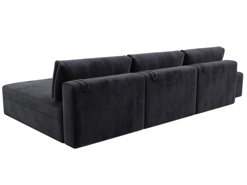 Диван угловой модульный с пуфом Лига-060 НПБ Лонг угол универсальный, Велюр, TOWER 11 темно-серый