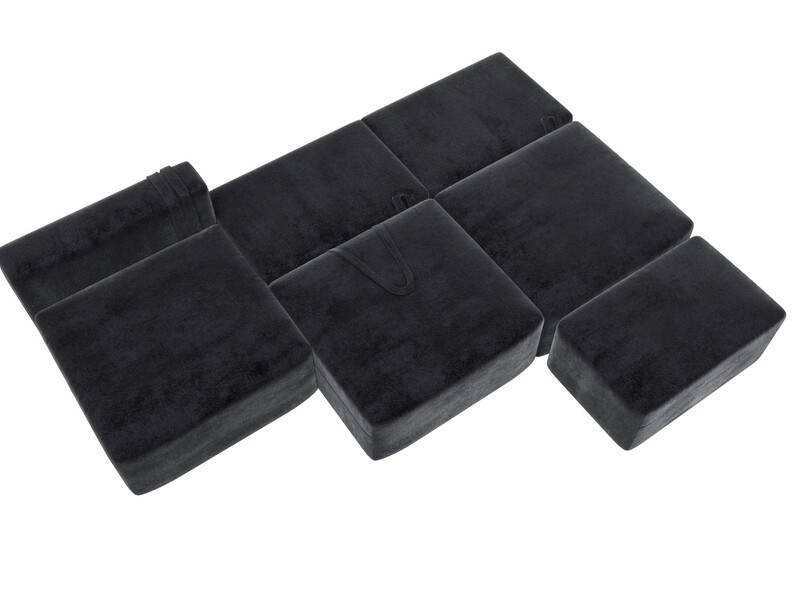 Диван угловой модульный с пуфом Лига-060 НПБ Лонг угол универсальный, Велюр, TOWER 11 темно-серый