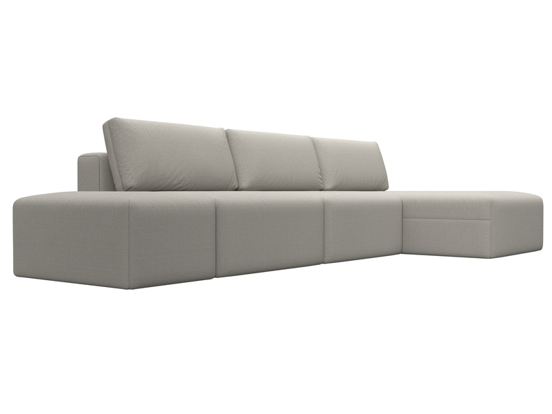 Диван угловой модульный с пуфом Лига-060 НПБ Лонг угол универсальный, Рогожка, Амур 02 бежевый