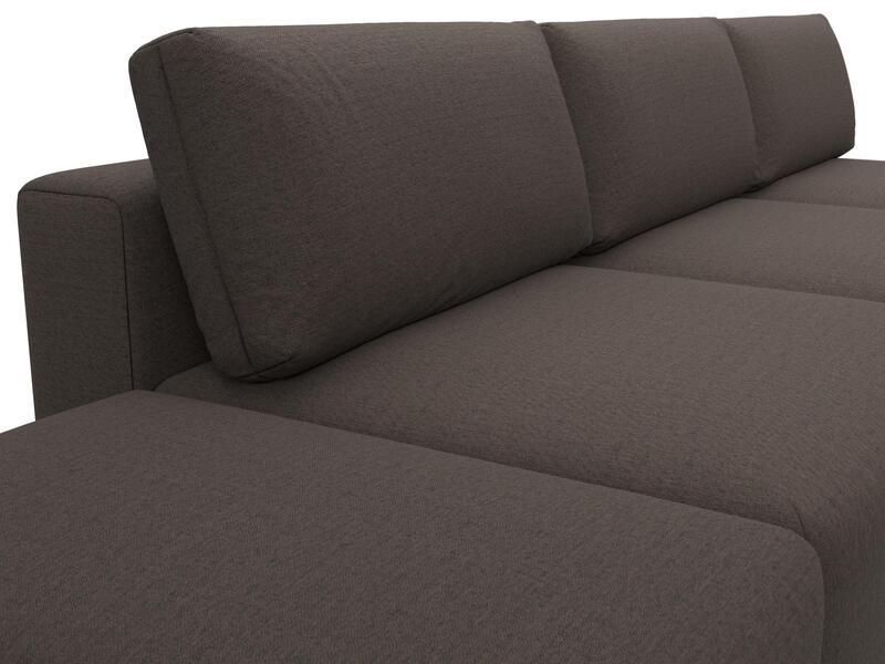 Диван угловой модульный с пуфом Лига-060 НПБ Лонг угол универсальный, Рогожка, Амур 05 коричневый