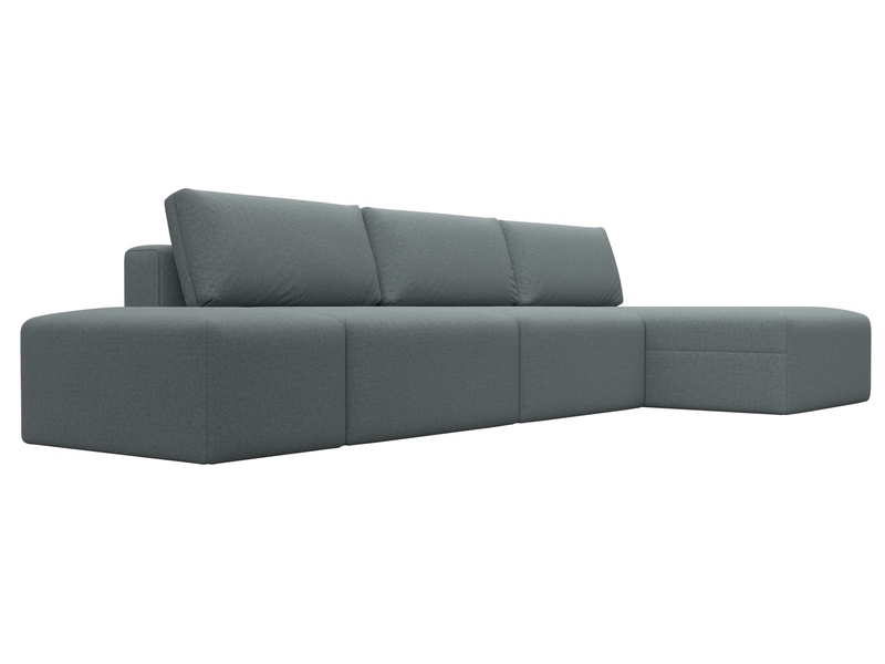 Диван угловой модульный с пуфом Лига-060 НПБ Лонг угол универсальный, Рогожка, Амур 07 серый