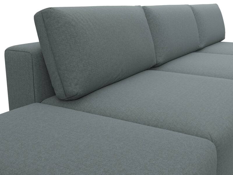 Диван угловой модульный с пуфом Лига-060 НПБ Лонг угол универсальный, Рогожка, Амур 07 серый