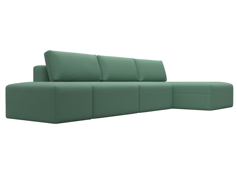 Диван угловой модульный с пуфом Лига-060 НПБ Лонг угол универсальный, Рогожка, Амур 11 зеленый