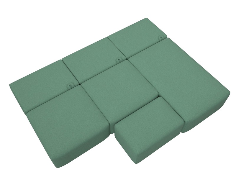 Диван угловой модульный с пуфом Лига-060 НПБ Лонг угол универсальный, Рогожка, Амур 11 зеленый