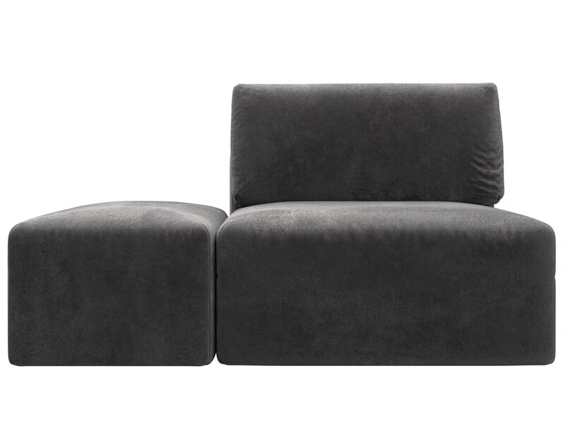 Модули диван и пуф Лига-060 НПБ, Велюр, TOWER 10 серый