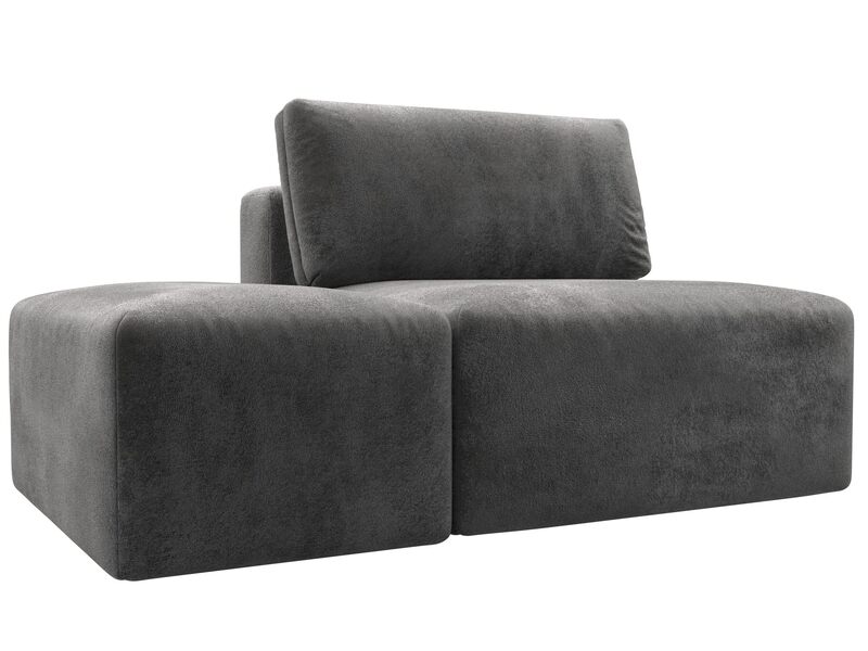 Модули диван и пуф Лига-060 НПБ, Велюр, TOWER 10 серый