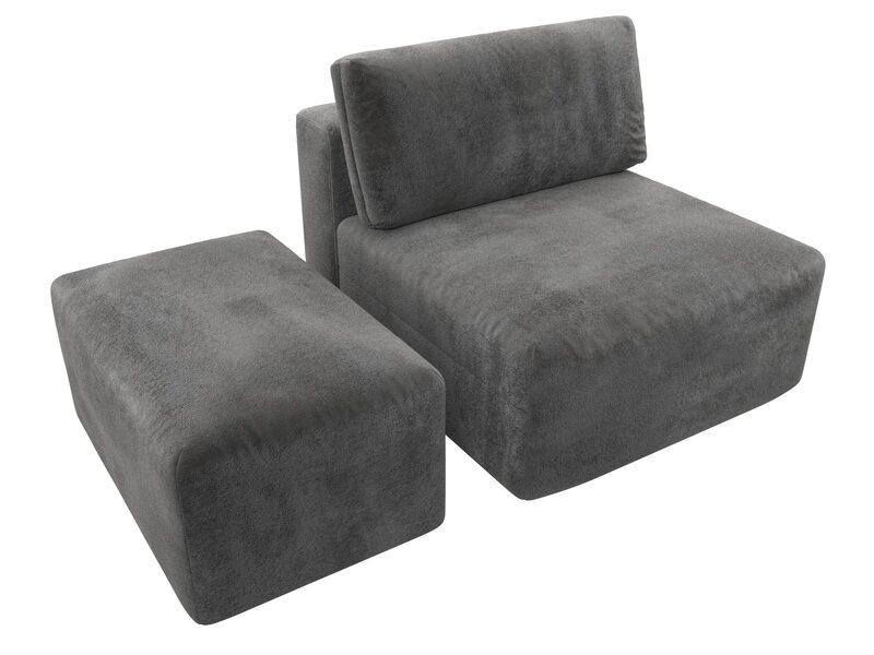 Модули диван и пуф Лига-060 НПБ, Велюр, TOWER 10 серый