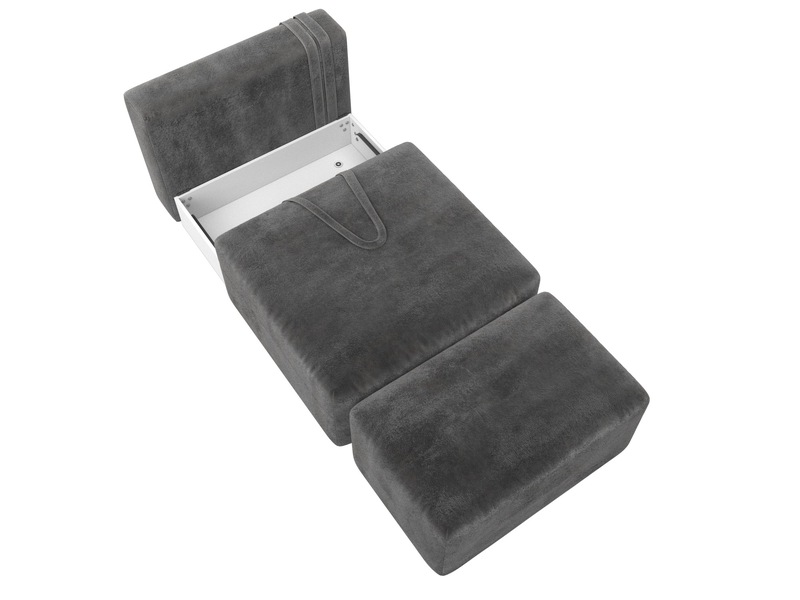 Модули диван и пуф Лига-060 НПБ, Велюр, TOWER 10 серый