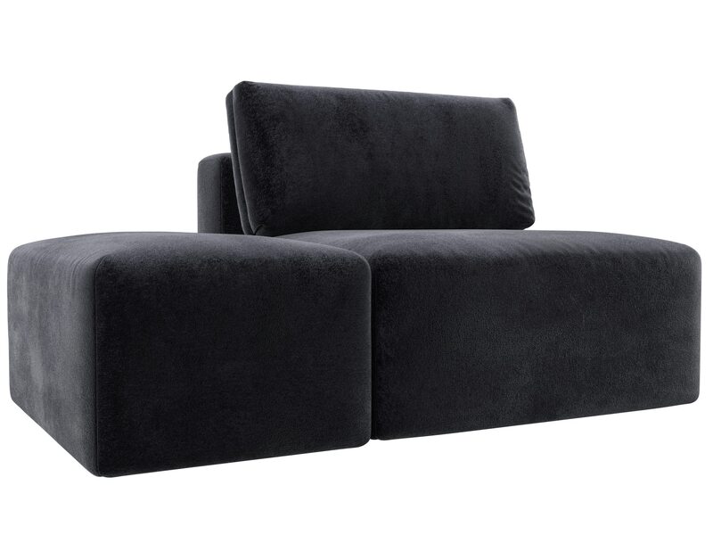 Модули диван и пуф Лига-060 НПБ, Велюр, TOWER 11 темно-серый