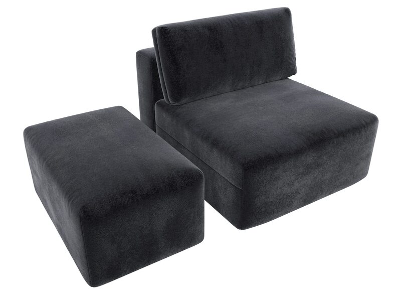 Модули диван и пуф Лига-060 НПБ, Велюр, TOWER 11 темно-серый