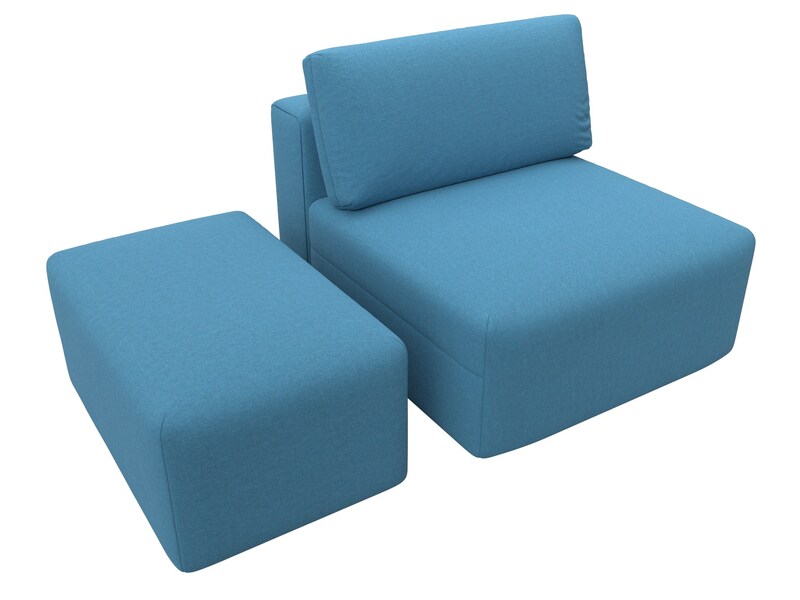 Модули диван и пуф Лига-060 НПБ, Рогожка, Амур 10 голубой