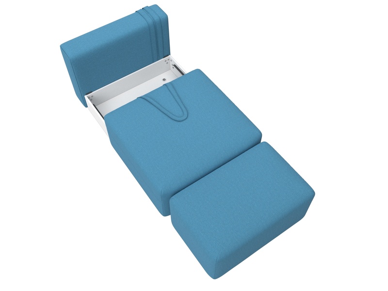 Модули диван и пуф Лига-060 НПБ, Рогожка, Амур 10 голубой