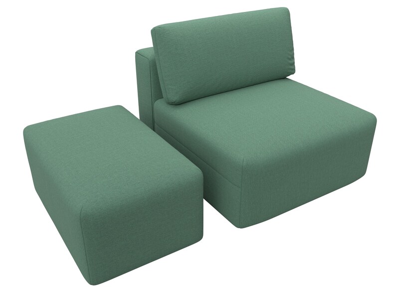 Модули диван и пуф Лига-060 НПБ, Рогожка, Амур 11 зеленый