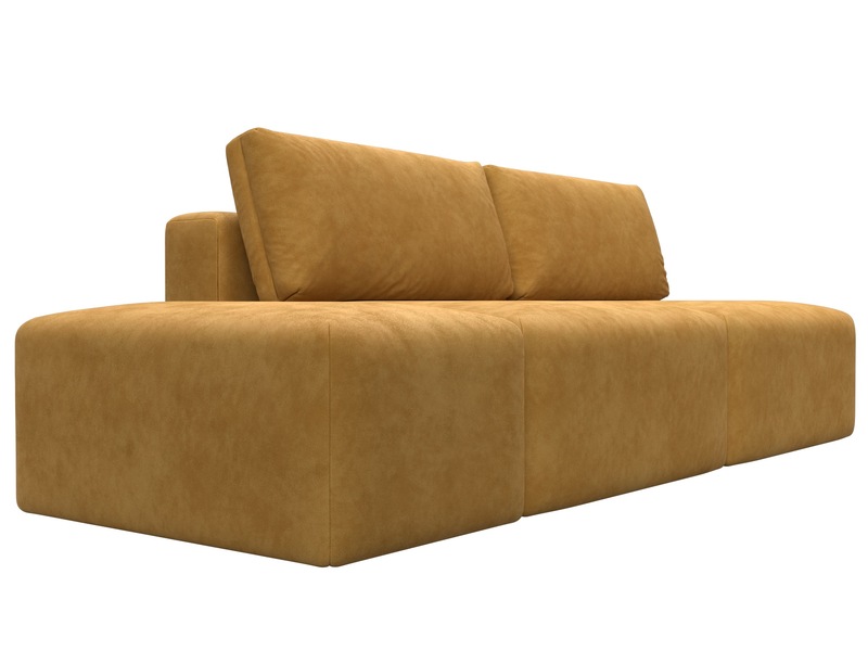 Диван прямой модульный с пуфом Лига-060 НПБ, Велюр, BRUT 10 желтый