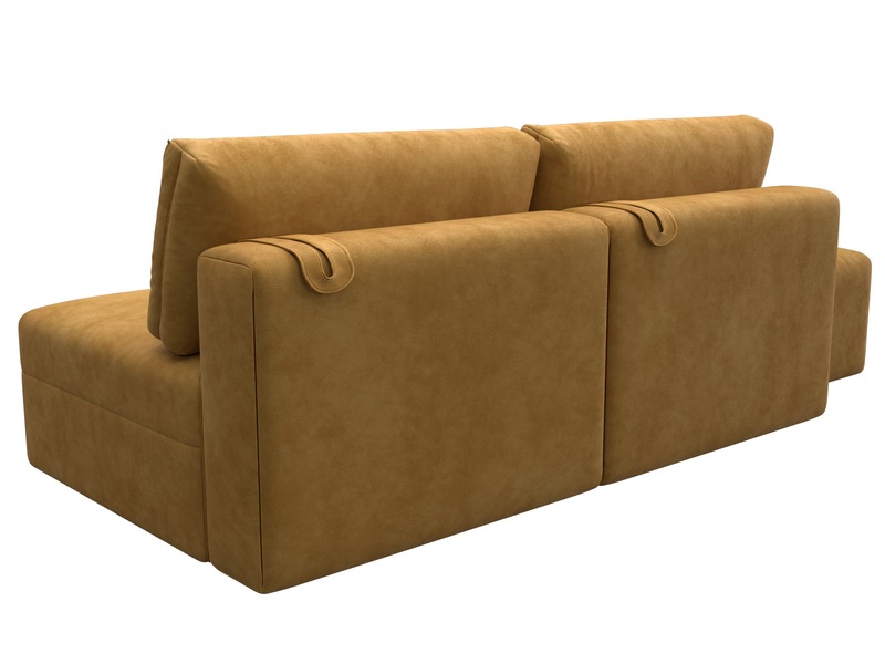 Диван прямой модульный с пуфом Лига-060 НПБ, Велюр, BRUT 10 желтый