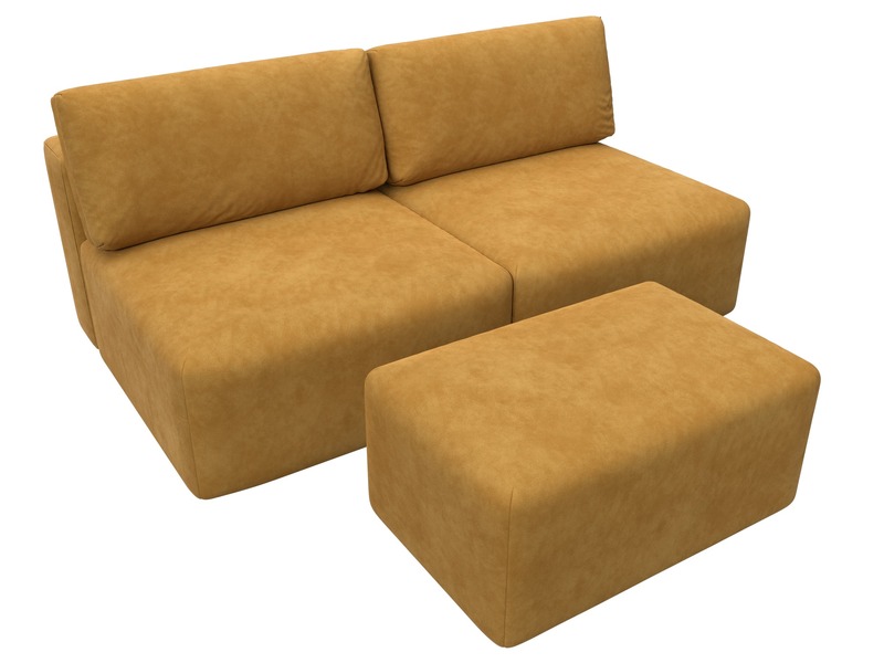 Диван прямой модульный с пуфом Лига-060 НПБ, Велюр, BRUT 10 желтый