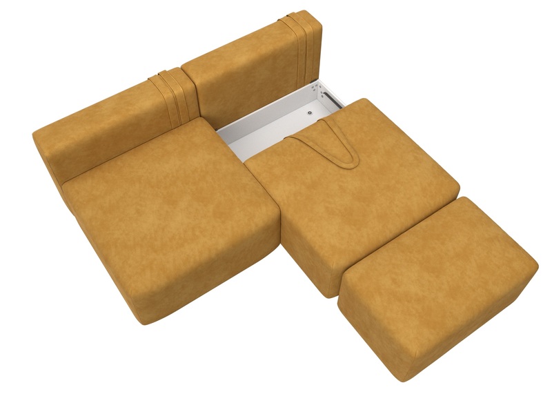 Диван прямой модульный с пуфом Лига-060 НПБ, Велюр, BRUT 10 желтый