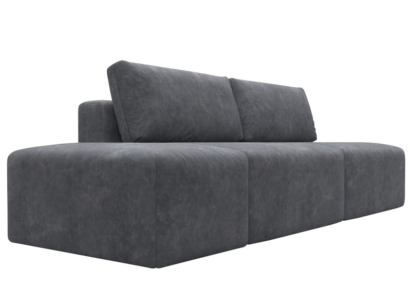 Диван прямой модульный с пуфом Лига-060 НПБ, Велюр, BRUT 16 темно-серый