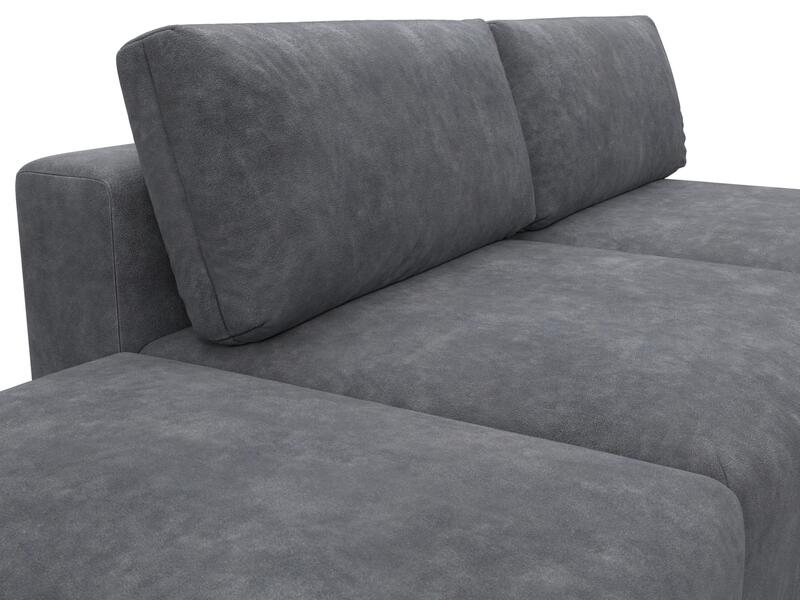 Диван прямой модульный с пуфом Лига-060 НПБ, Велюр, BRUT 16 темно-серый