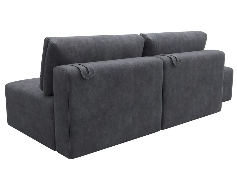 Диван прямой модульный с пуфом Лига-060 НПБ, Велюр, BRUT 16 темно-серый