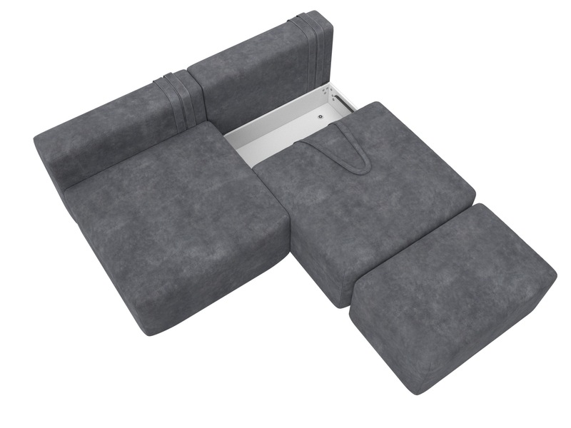 Диван прямой модульный с пуфом Лига-060 НПБ, Велюр, BRUT 16 темно-серый