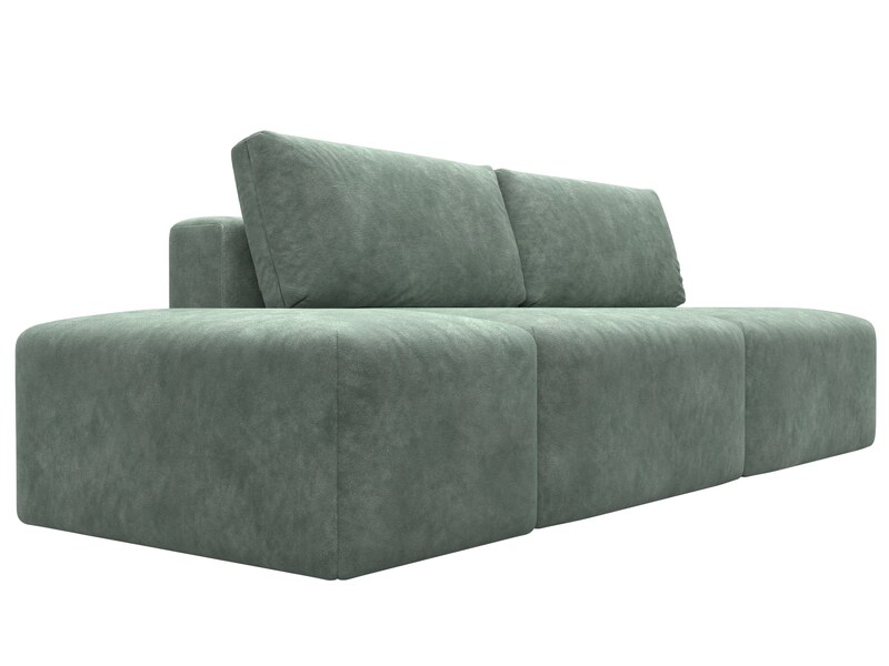 Диван прямой модульный с пуфом Лига-060 НПБ, Велюр, BRUT 08 зеленый