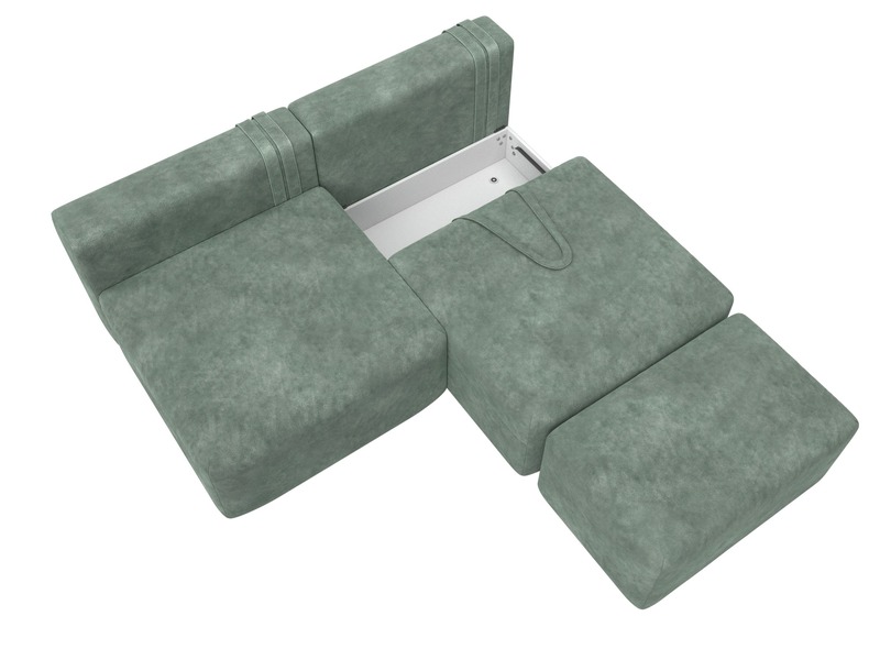 Диван прямой модульный с пуфом Лига-060 НПБ, Велюр, BRUT 08 зеленый