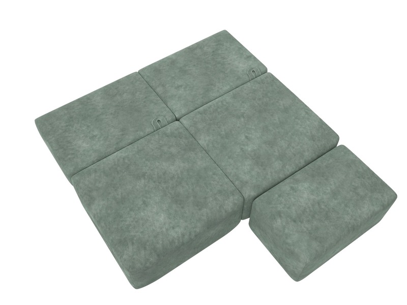 Диван прямой модульный с пуфом Лига-060 НПБ, Велюр, BRUT 08 зеленый