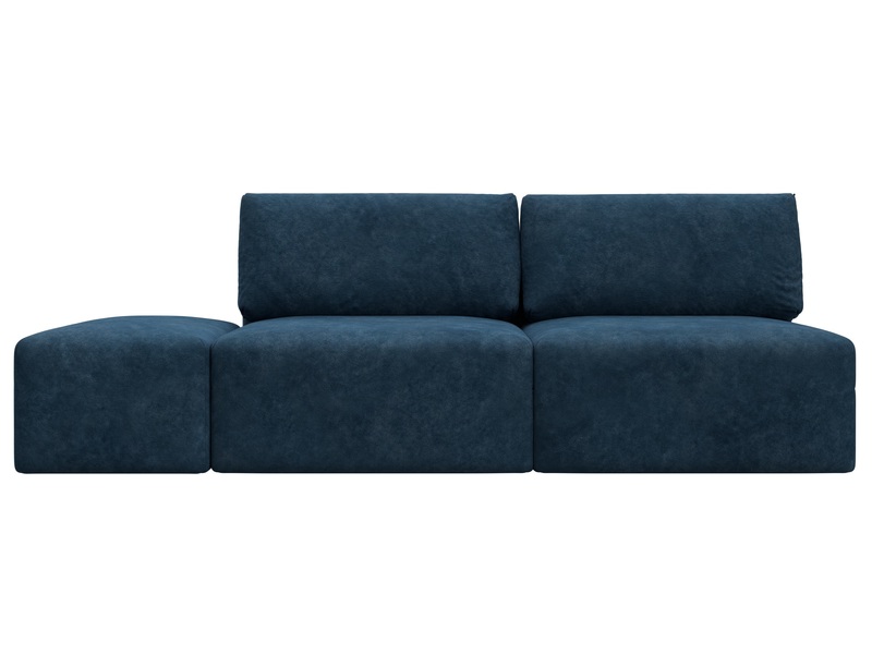 Диван прямой модульный с пуфом Лига-060 НПБ, Велюр, BRUT 11 синий