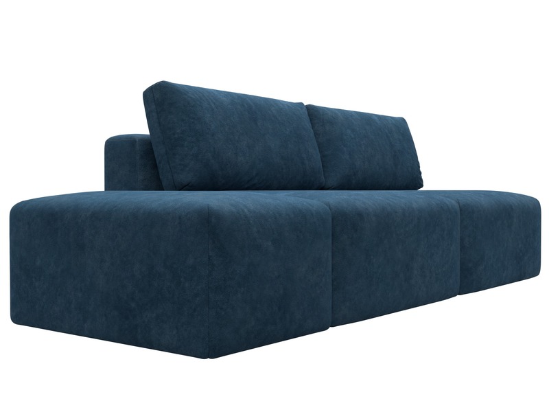 Диван прямой модульный с пуфом Лига-060 НПБ, Велюр, BRUT 11 синий
