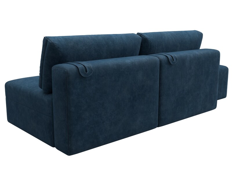 Диван прямой модульный с пуфом Лига-060 НПБ, Велюр, BRUT 11 синий