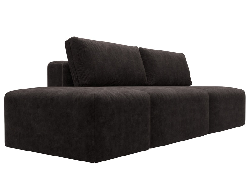 Диван прямой модульный с пуфом Лига-060 НПБ, Велюр, BRUT 17 коричневый