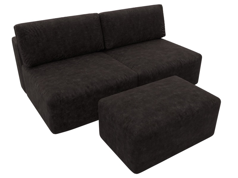 Диван прямой модульный с пуфом Лига-060 НПБ, Велюр, BRUT 17 коричневый